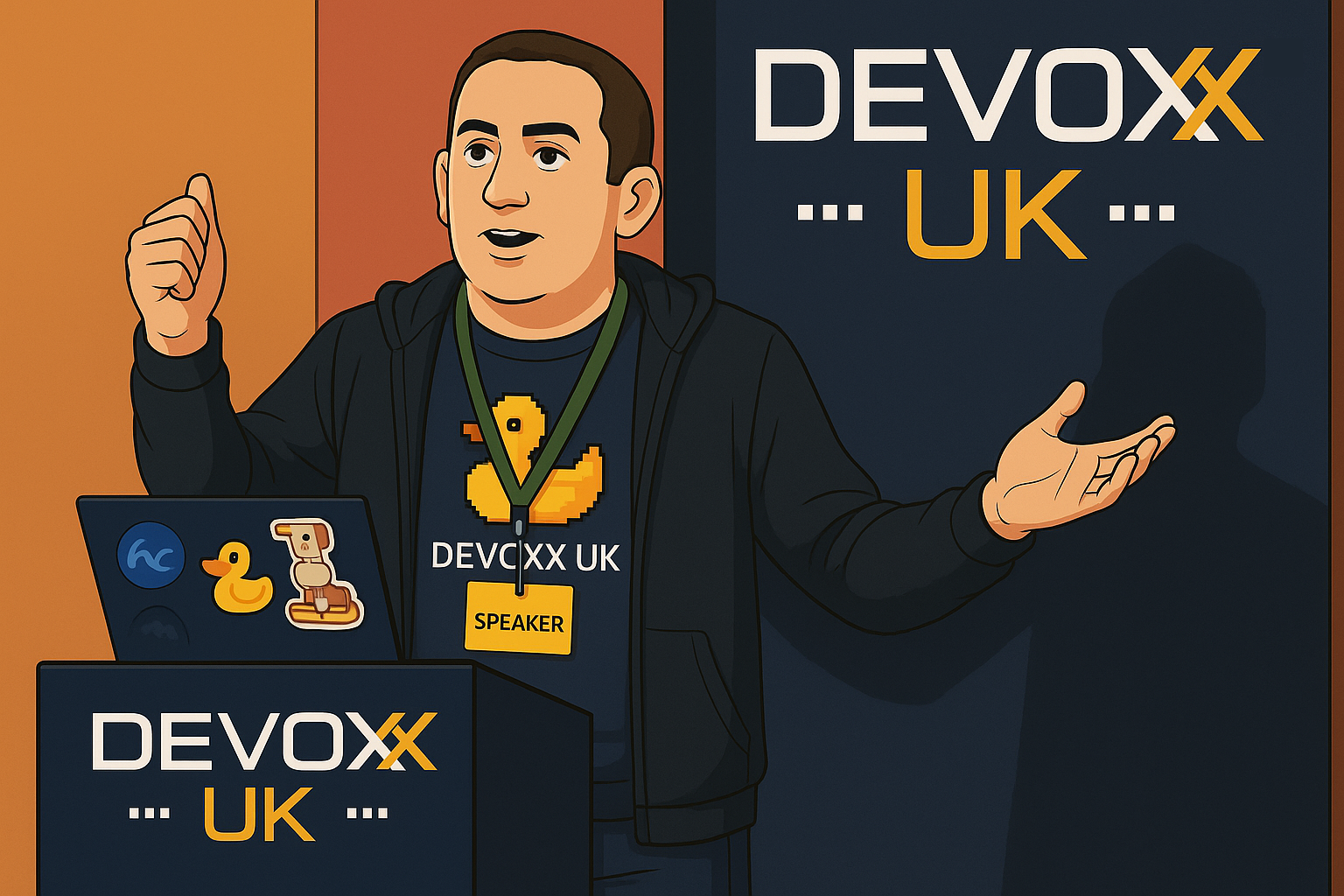 A speaker at the Devoxx 2025 conference